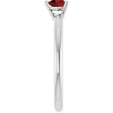 14K Gold Natural Mozambique Garnet Heart Solitaire Ring - White Gold - view 9