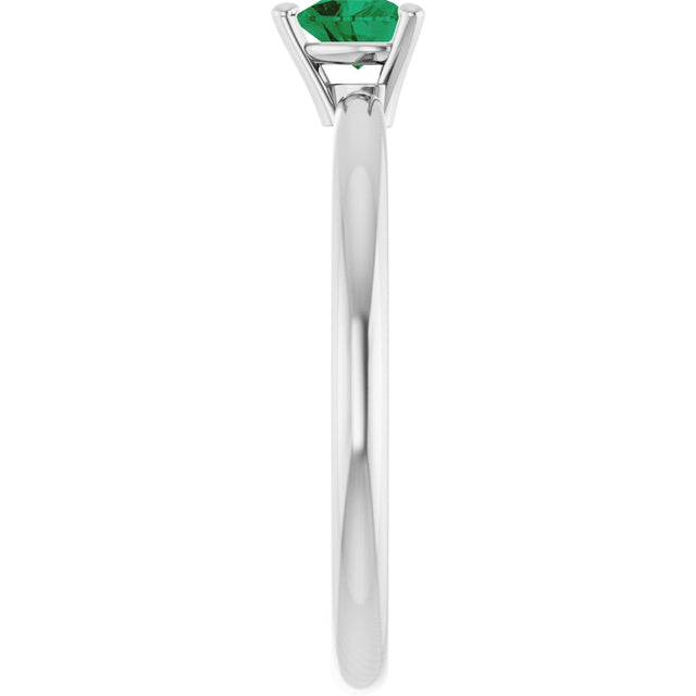 Platinum Lab-Grown Emerald Heart Solitaire Ring - view 9