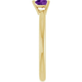 14K Gold Natural Amethyst Heart Solitaire Ring - Yellow Gold - view 9