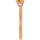 14K Gold Natural Citrine Heart Solitaire Ring - Rose Gold - view 9