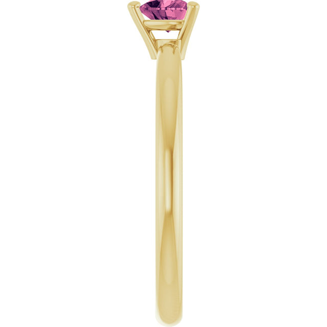 14K Gold Natural Pink Tourmaline Heart Solitaire Ring - Yellow Gold - view 9