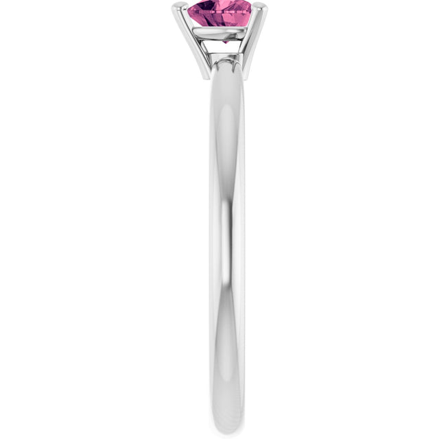 Platinum Natural Pink Tourmaline Heart Solitaire Ring - view 9