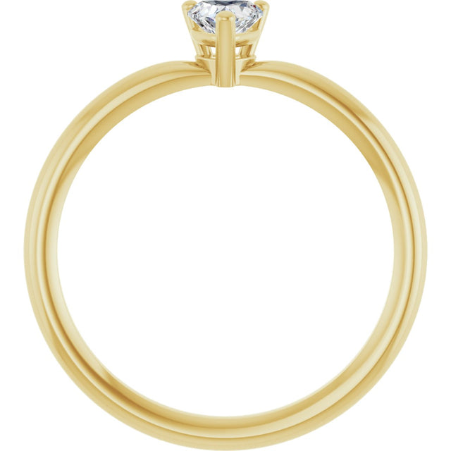 14K Gold Natural White Sapphire Heart Solitaire Ring - Yellow Gold - view 7