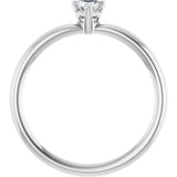 Platinum Natural White Sapphire Heart Solitaire Ring - view 7