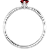 14K Gold Natural Mozambique Garnet Heart Solitaire Ring - White Gold - view 7