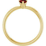 14K Gold Natural Mozambique Garnet Heart Solitaire Ring - Yellow Gold - view 7