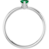 Platinum Lab-Grown Emerald Heart Solitaire Ring - view 7