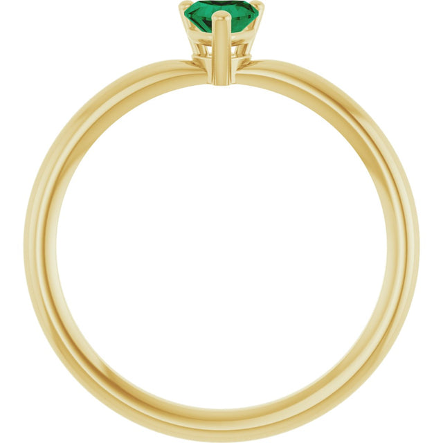 14K Gold Lab-Grown Emerald Heart Solitaire Ring - Yellow Gold - view 7