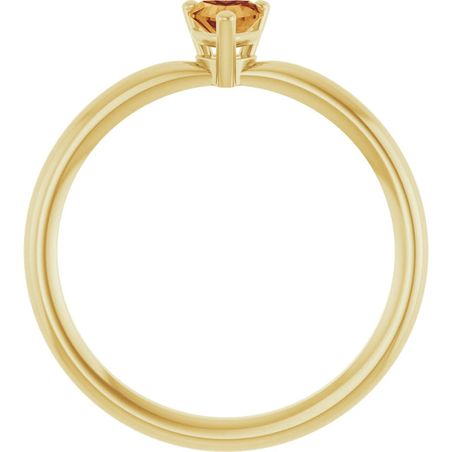 14K Gold Natural Citrine Heart Solitaire Ring - Yellow Gold - view 7