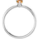 Platinum Natural Citrine Heart Solitaire Ring - view 7
