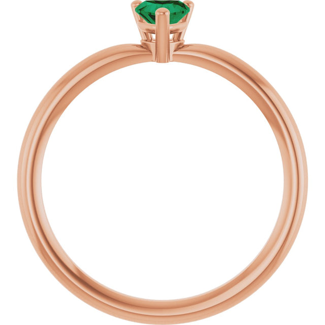 14K Gold Lab-Grown Emerald Heart Solitaire Ring - Rose Gold - view 7