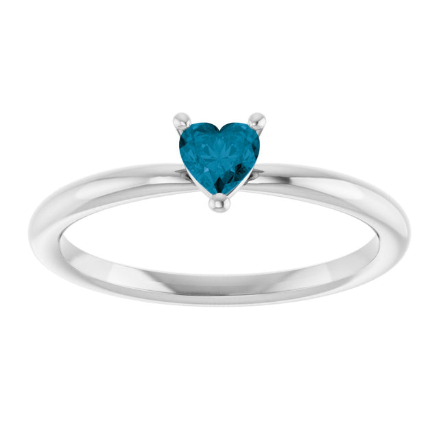 Platinum Natural London Blue Topaz Heart Solitaire Ring - view 8
