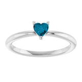 14K Gold Natural London Blue Topaz Heart Solitaire Ring - White Gold - view 8