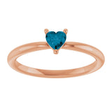 14K Gold Natural London Blue Topaz Heart Solitaire Ring - Rose Gold - view 8