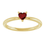 14K Gold Natural Mozambique Garnet Heart Solitaire Ring - Yellow Gold - view 8