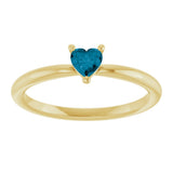 14K Gold Natural London Blue Topaz Heart Solitaire Ring - Yellow Gold - view 7