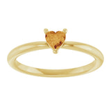14K Gold Natural Citrine Heart Solitaire Ring - Yellow Gold - view 8