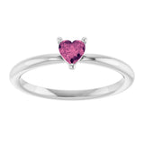 Platinum Natural Pink Tourmaline Heart Solitaire Ring - view 8