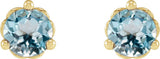 14K Gold Natural Sky Blue Topaz Round 3-Prong Heart Stud Earrings - Yellow Gold - view 4