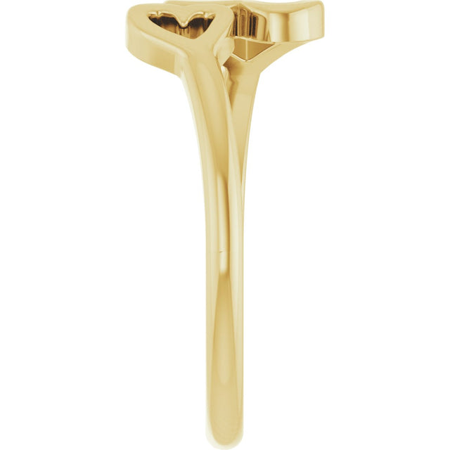 14K Gold Double Heart Ring - Yellow Gold - view 4