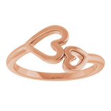 14K Gold Double Heart Ring - Rose Gold - view 3