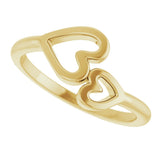 14K Gold Double Heart Ring - Yellow Gold - view 5