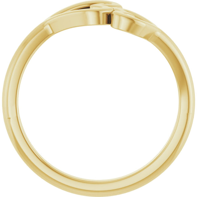 14K Gold Double Heart Ring - Yellow Gold - view 2