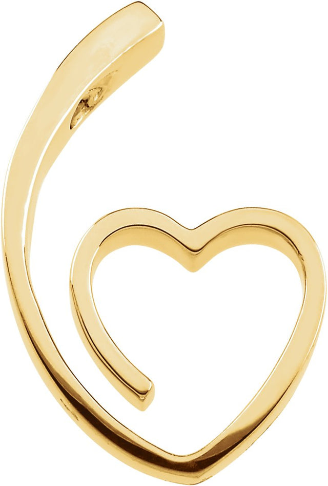 14K Gold Heart Slide Pendant – 25x15.5mm - Yellow Gold