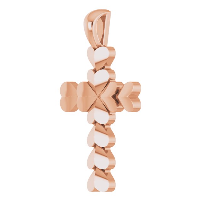 14K Gold Heart Cross Necklace or Pendant - Rose Gold - view 2