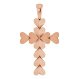 14K Gold Heart Cross Necklace or Pendant - Rose Gold