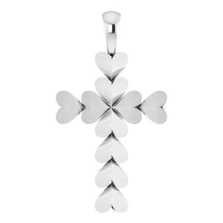 Platinum Heart Cross Necklace or Pendant