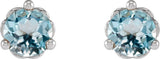 14K Gold Natural Sky Blue Topaz Round 3-Prong Heart Stud Earrings - White Gold - view 4