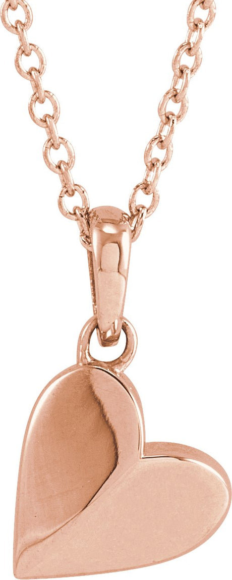 14K Gold Heart Necklace or Pendant – 9.89x7.65mm - Rose Gold