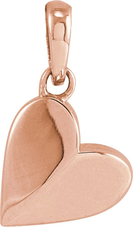 14K Gold Heart Necklace or Pendant – 9.89x7.65mm - Rose Gold