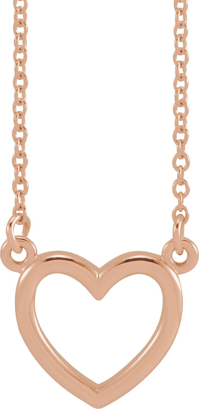 14K Gold Heart Necklace – 10.8x10mm - Rose Gold