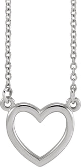 14K Gold Heart Necklace – 10.8x10mm - White Gold