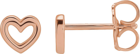 14K Gold Heart Earrings – 5.29x5mm - Rose Gold