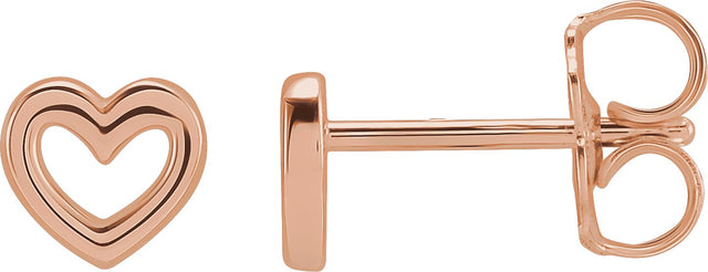 14K Gold Heart Earrings – 5.29x5mm - Rose Gold