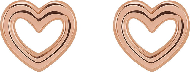14K Gold Heart Earrings – 5.29x5mm - Rose Gold - view 2