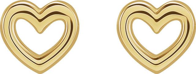 14K Gold Heart Earrings – 5.29x5mm - Yellow Gold - view 2