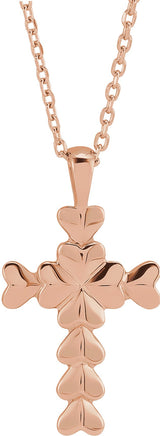 14K Gold Heart Cross Necklace or Pendant - Rose Gold