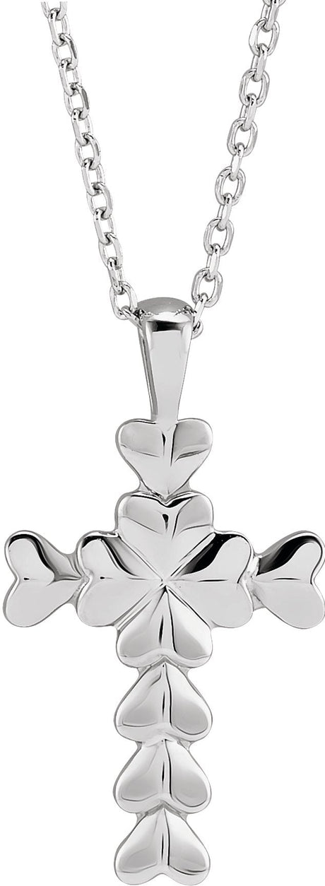 Platinum Heart Cross Necklace or Pendant