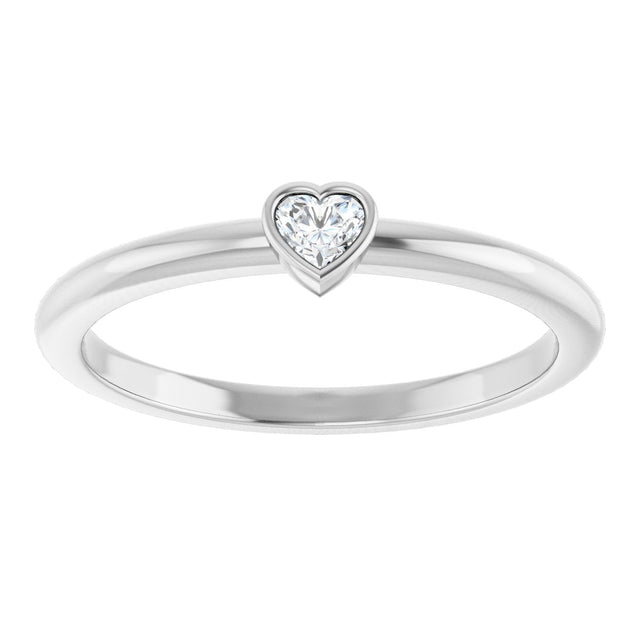 Platinum Natural Diamond Stackable Heart Ring - view 8