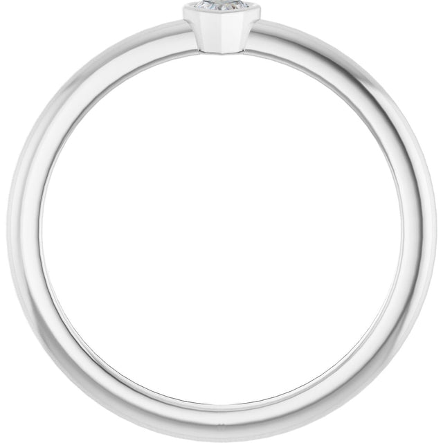 Platinum Natural Diamond Stackable Heart Ring - view 7