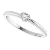 Platinum Natural Diamond Stackable Heart Ring - view 10