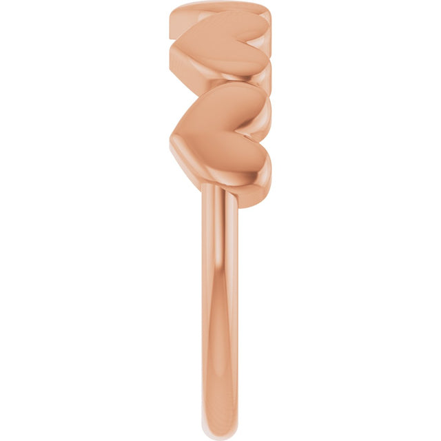 14K Gold Heart Ring X - Rose Gold - view 4