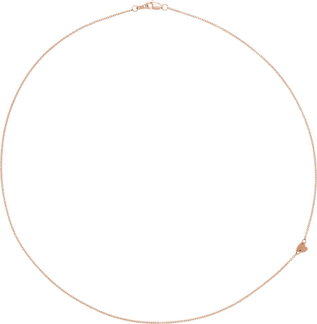 14K Gold Sideways Off-Center Heart Necklace - Rose Gold