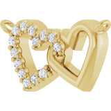 14K Gold Round Natural Diamond Interlocking Heart Necklace - Yellow Gold - view 5