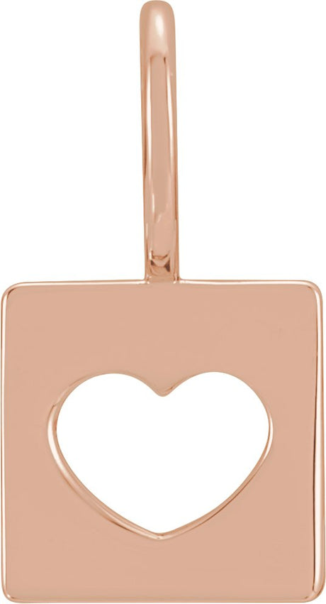 14K Gold Pierced Heart Pendant - Rose Gold