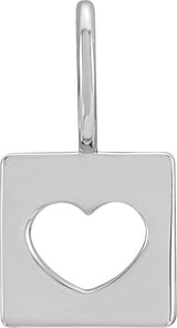 14K Gold Pierced Heart Pendant - White Gold